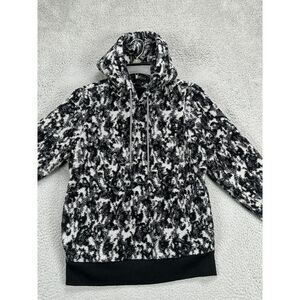 Athleta Hoodie Sweater Womens XS Black/White‎ Hile Pile Sherpa Pullover Ladies